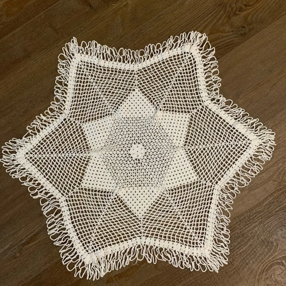 Cream Crochet Star Doily